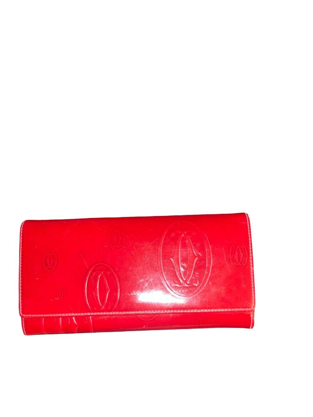 Cartier Happy Birthday Red Patent Leather Flap Wallet